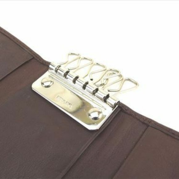 AUTH Prada Key case Key holder Logo Brown Silver leather Mens - Picture 2 of 8